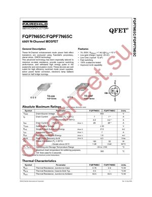 FQPF7N65C_F105 datasheet  